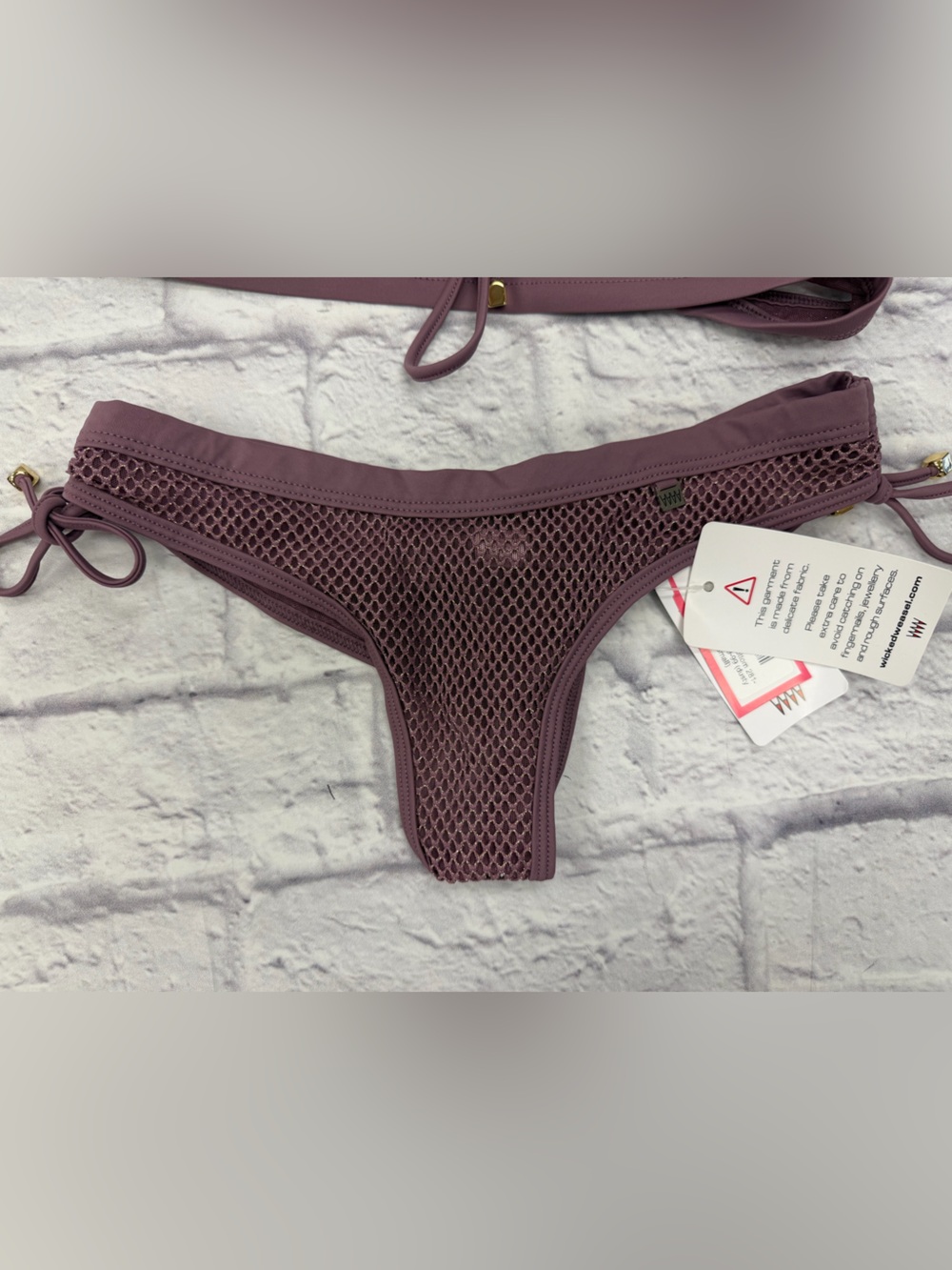 Wicked Weasel RARE Retired Dirty Mauve Crop Bikini Top Cheeky Bottom NWT's Sz S - Picture 13 of 16